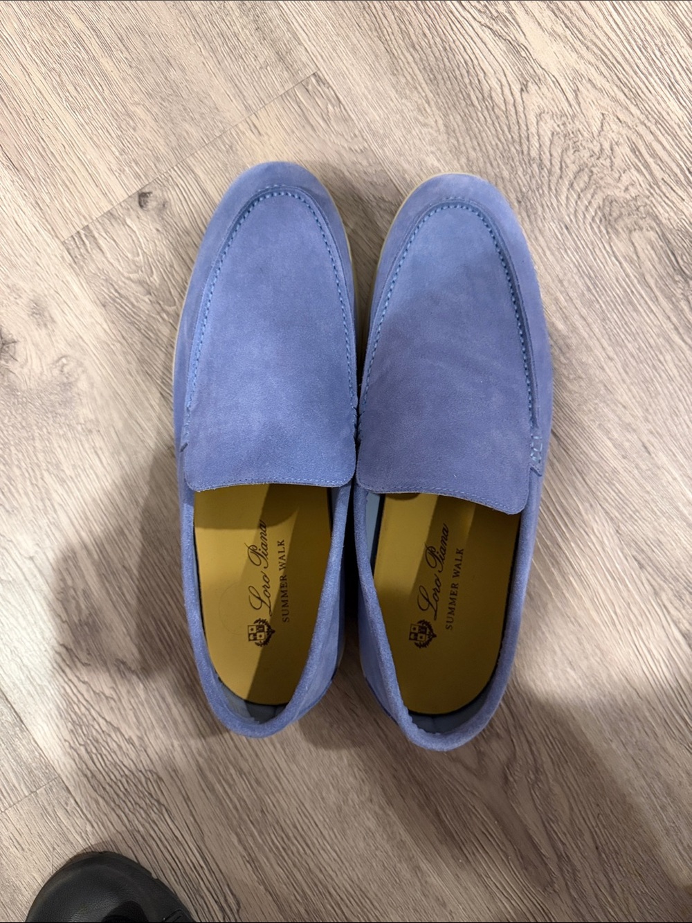 Loro Piana Men’s Suede Slip-On Loafers in Periwinkle